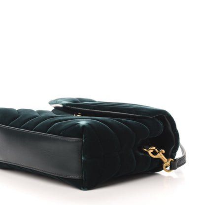 Saint Laurent Velvet Y Quilted Monogram Toy Loulou Chain Satchel Malachite 10 of 13