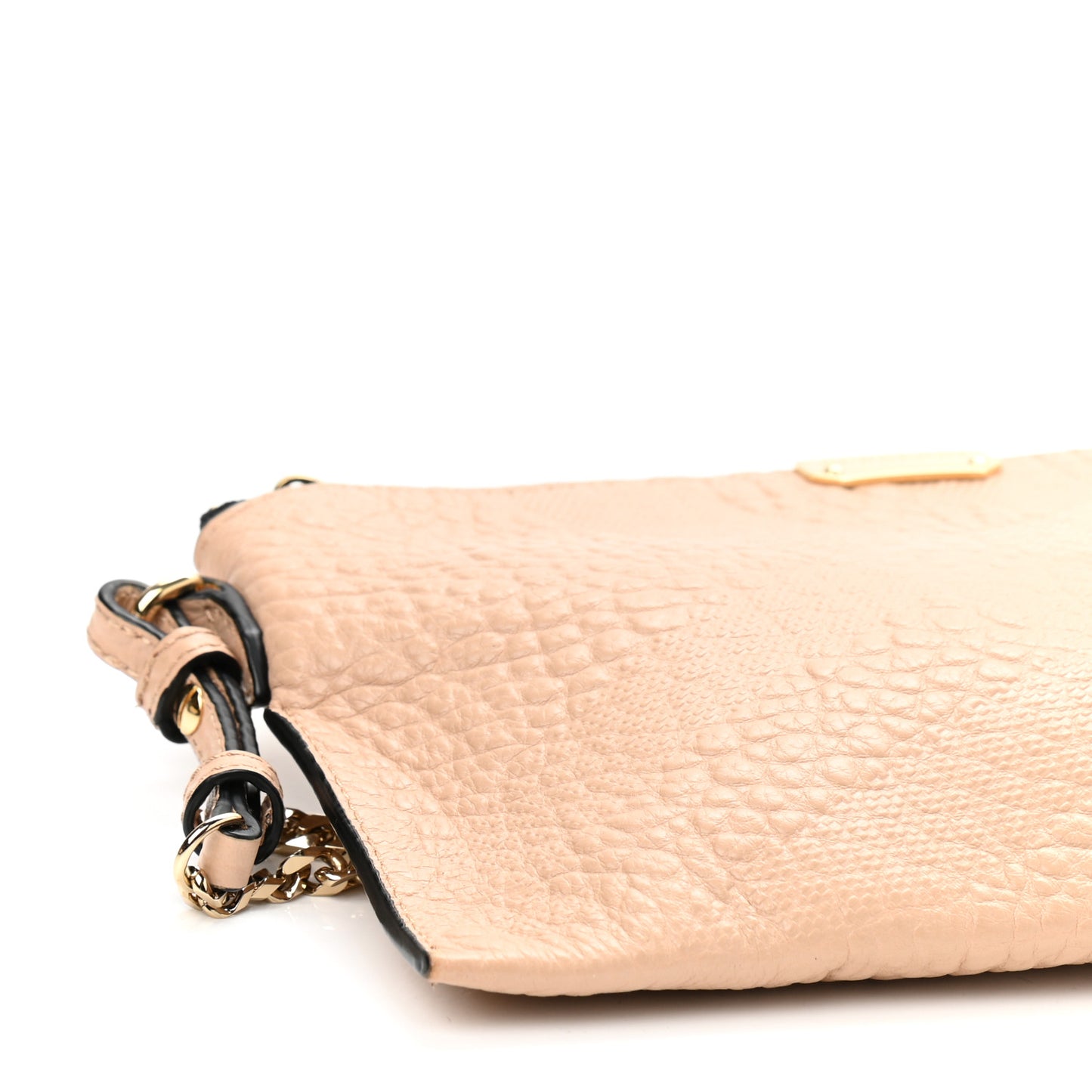 Signature Grain Calfskin Check Embossed Peyton Crossbody Clutch Bag Apricot