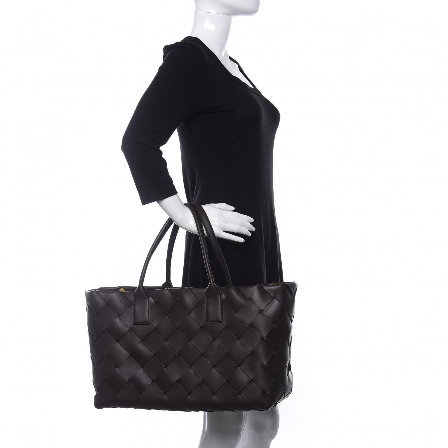 Bottega Veneta Nappa Intrecciato Maxi Cabat Tote Brown Yellow 2 of 9