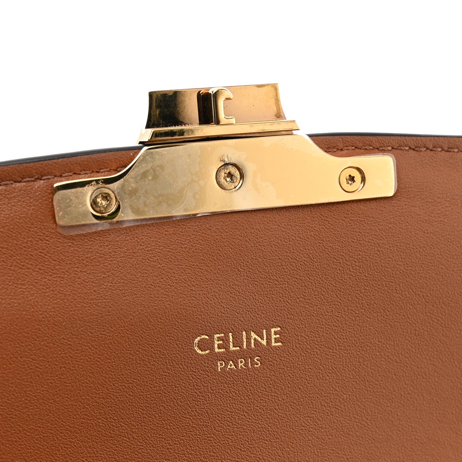 Celine Calfskin Triomphe Canvas Teen Triomphe Bag Tan 6 of 10
