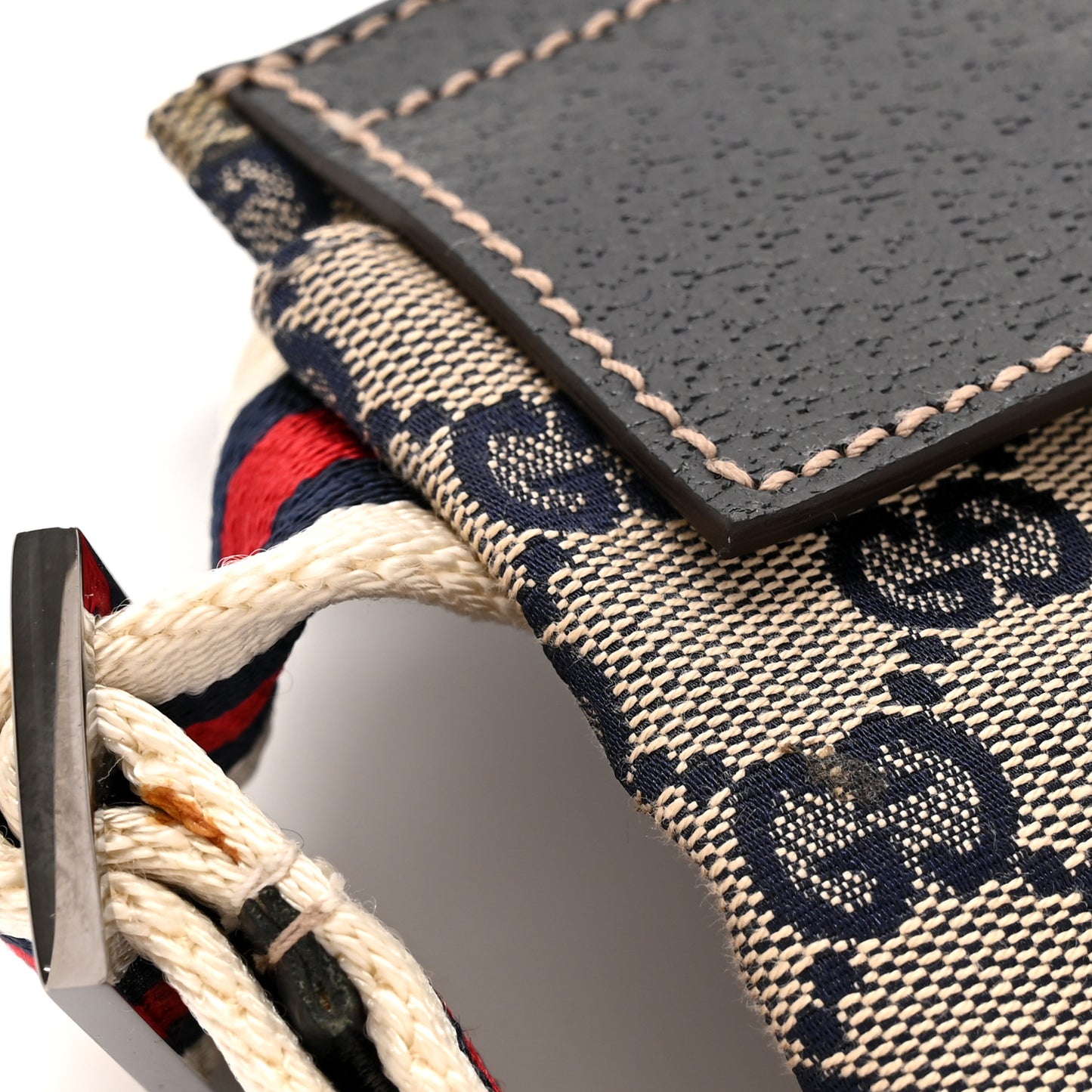 GG Monogram Web Double Pocket Belt Bag Navy