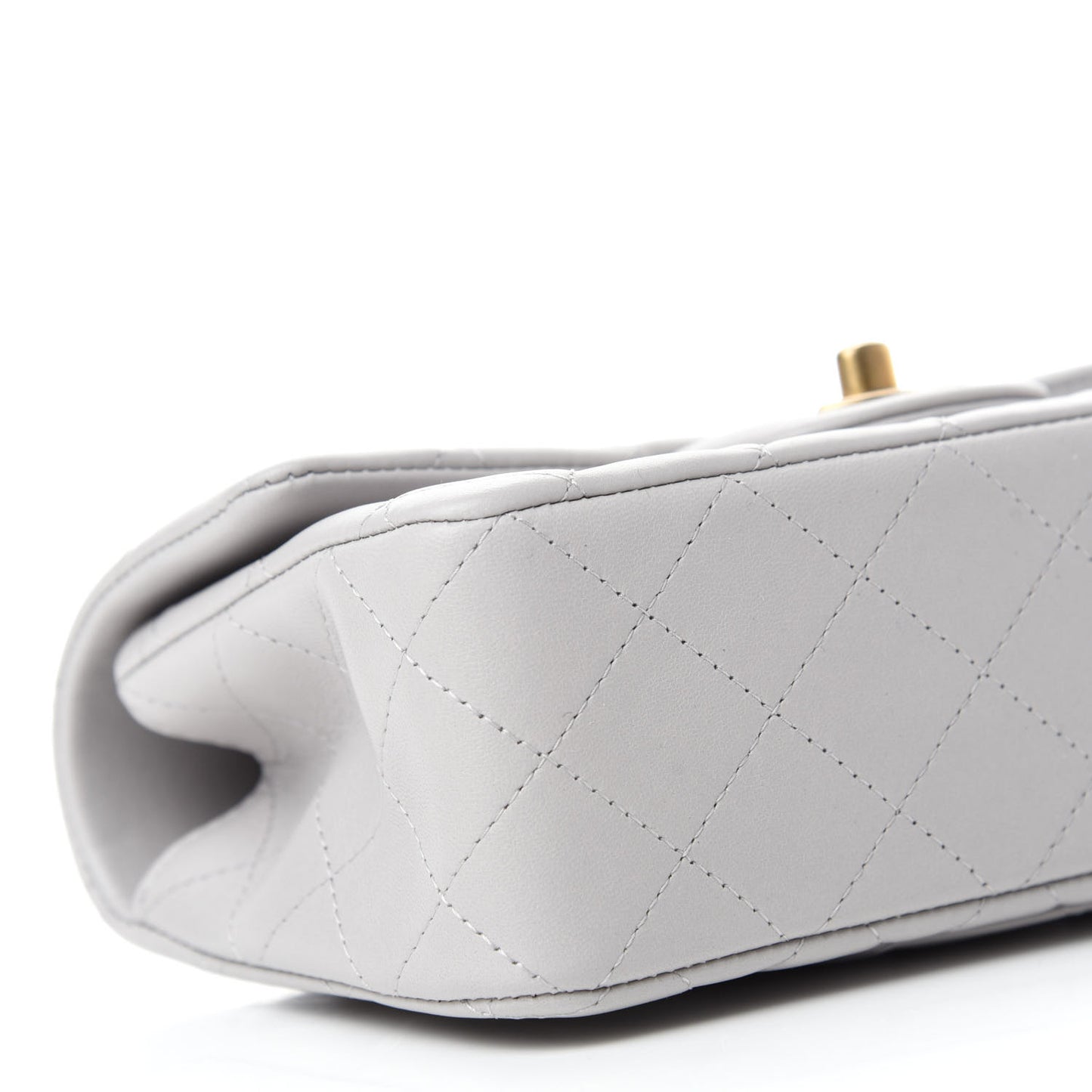 Lambskin Quilted Mini Top Handle Rectangular Flap Grey