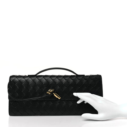 Bottega Veneta Nappa Intrecciato Long Andiamo Top Handle Clutch Black 2 of 7