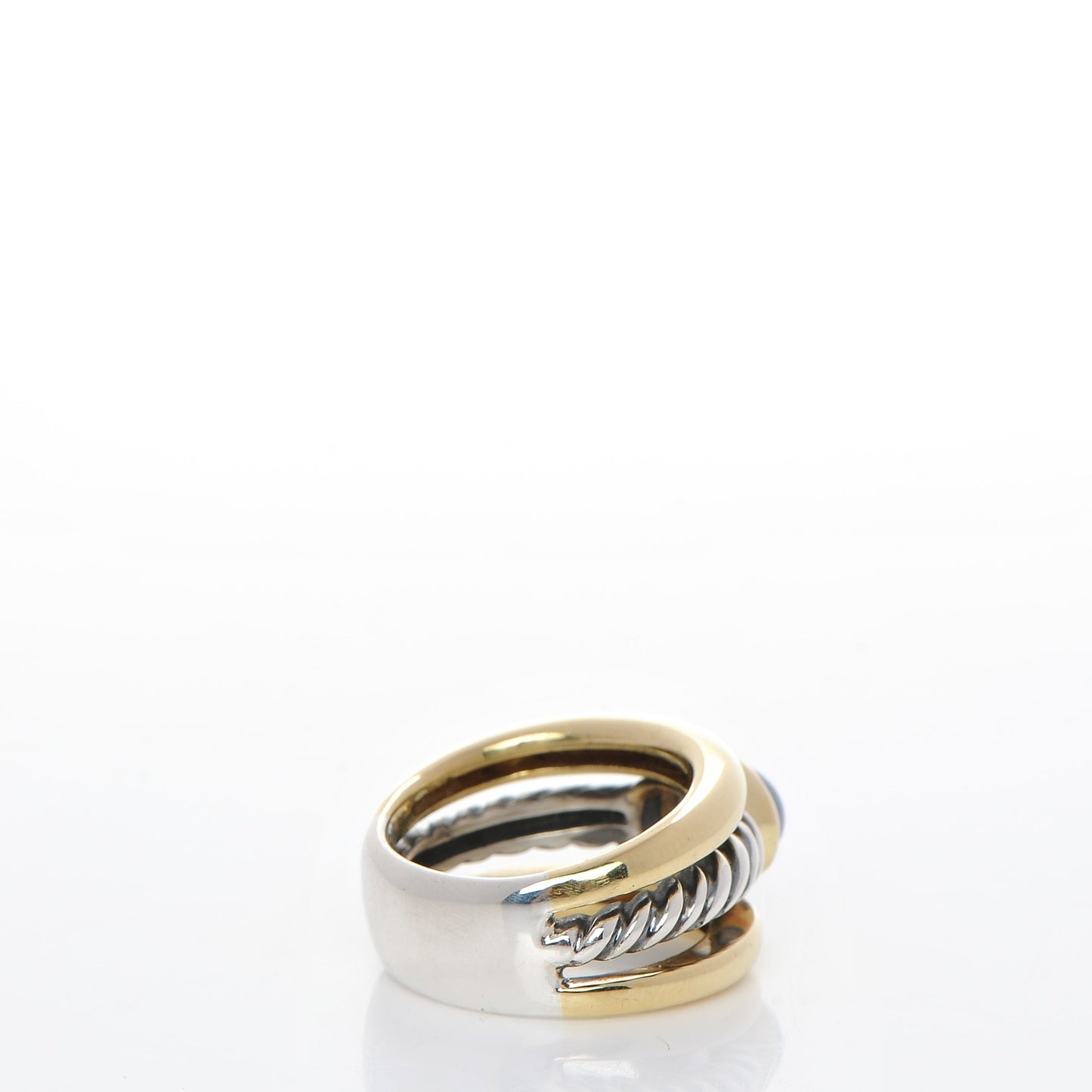 Sterling Silver 18K Yellow Gold Chrysoprase Cable Ring 51.5 6