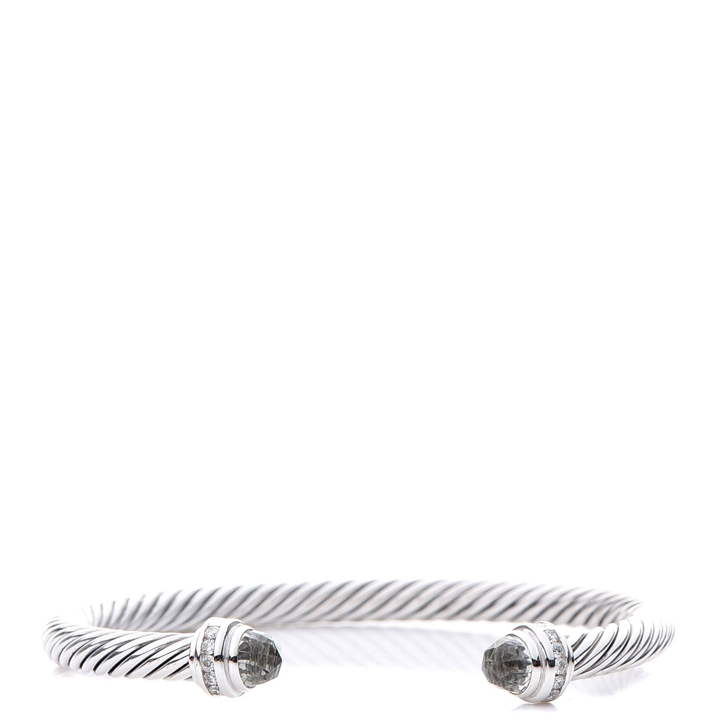 Sterling Silver Diamond Prasiolite 5mm Cable Classics Princess Bracelet