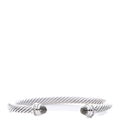 David Yurman Sterling Silver Diamond Prasiolite 5mm Cable Classics Princess Bracelet 1 of 6