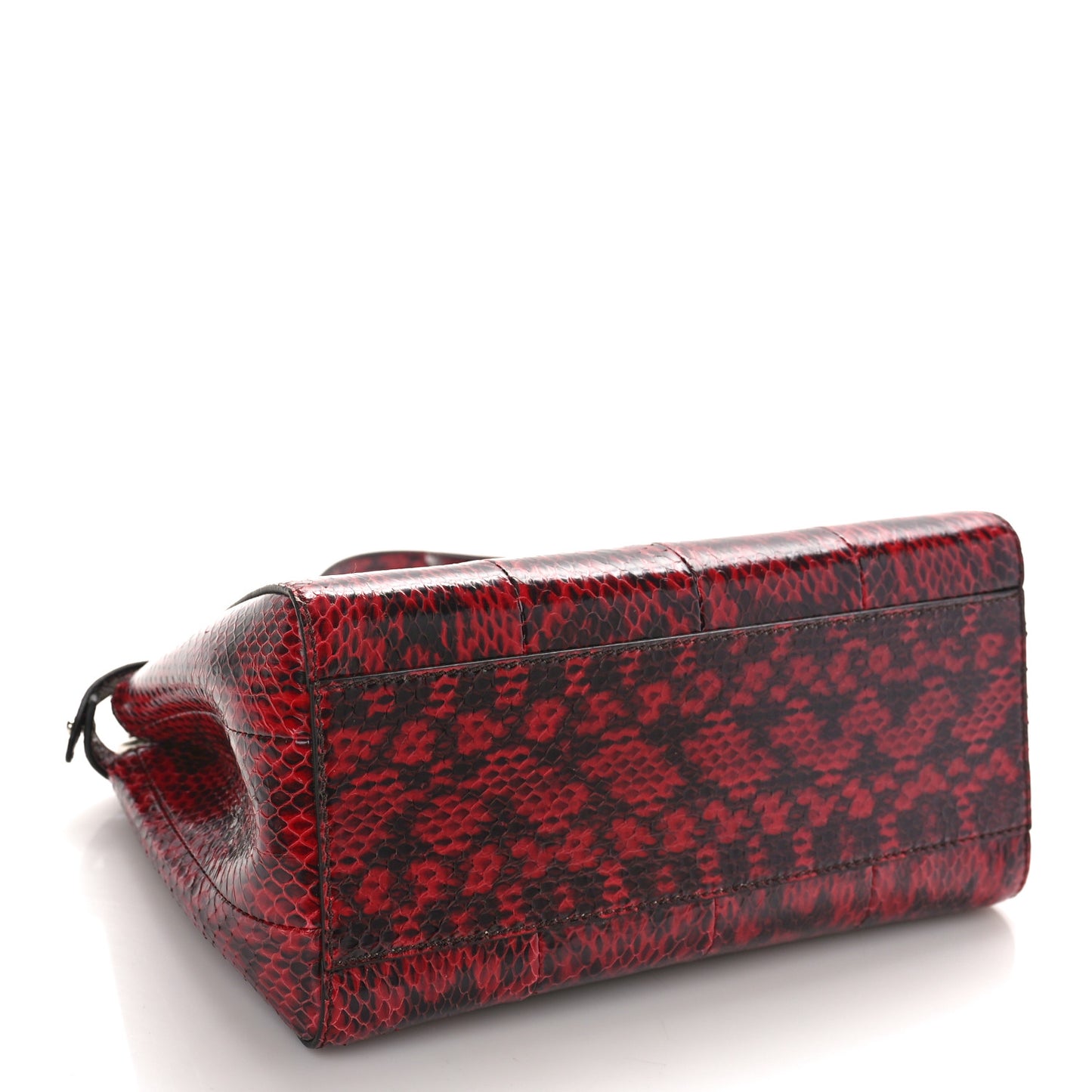 Snakeskin Shiny Nappa Mini Peekaboo Iconic Satchel Red