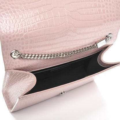 Saint Laurent Calfskin Crocodile Embossed Medium Classic Monogram Kate Tassel Satchel Powder Pink 5 of 7