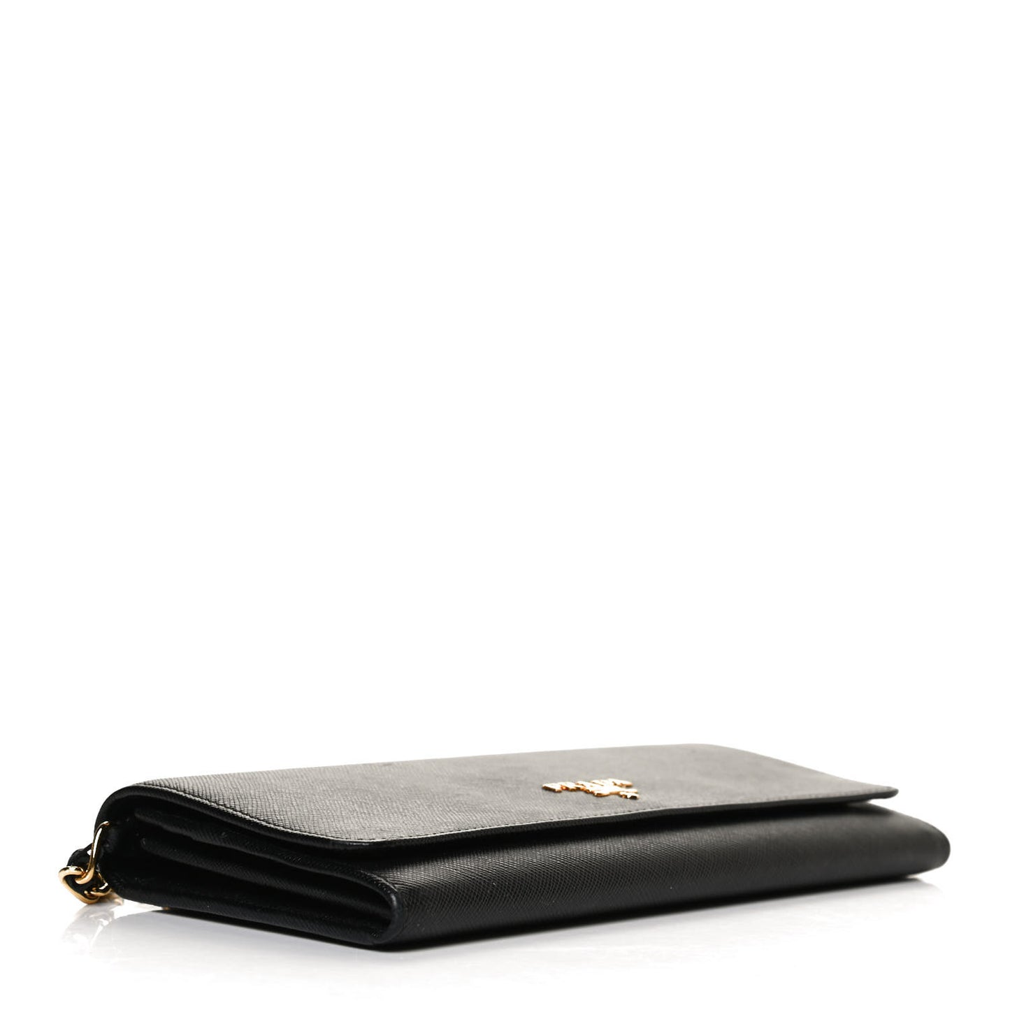 Saffiano Metal Oro Chain Wallet Black