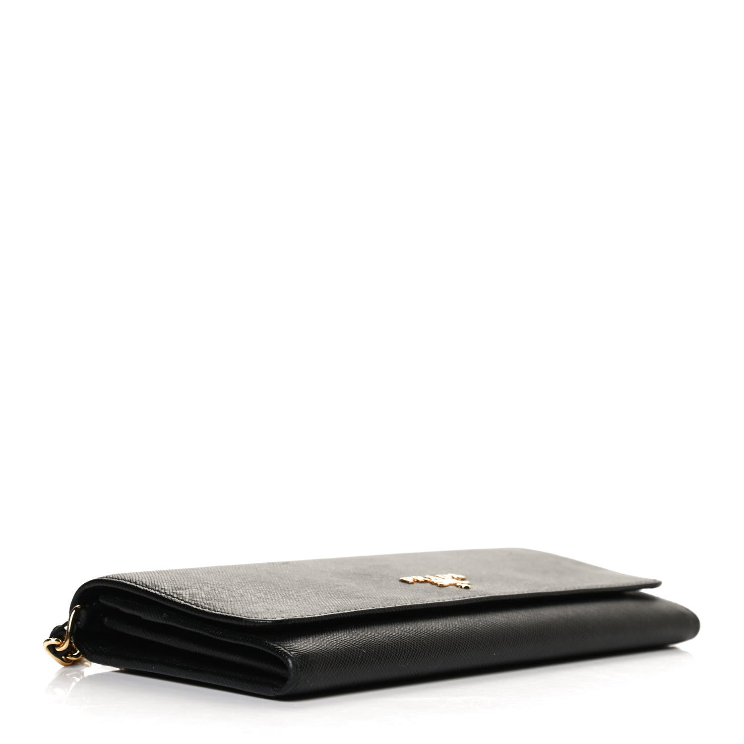 Prada Saffiano Metal Oro Chain Wallet Black 4 of 9