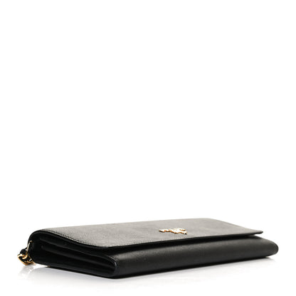 Prada Saffiano Metal Oro Chain Wallet Black 4 of 9