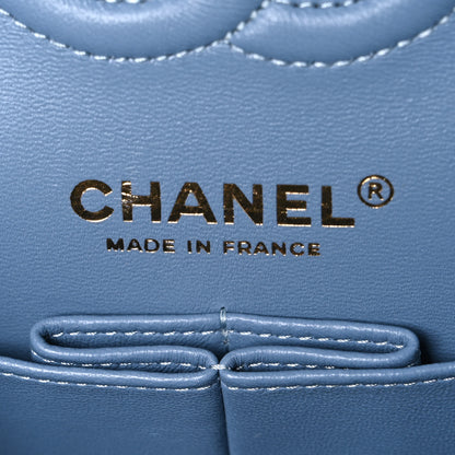 Chanel Printed Denim Quilted Small Double Flap Light Blue 5 of 9