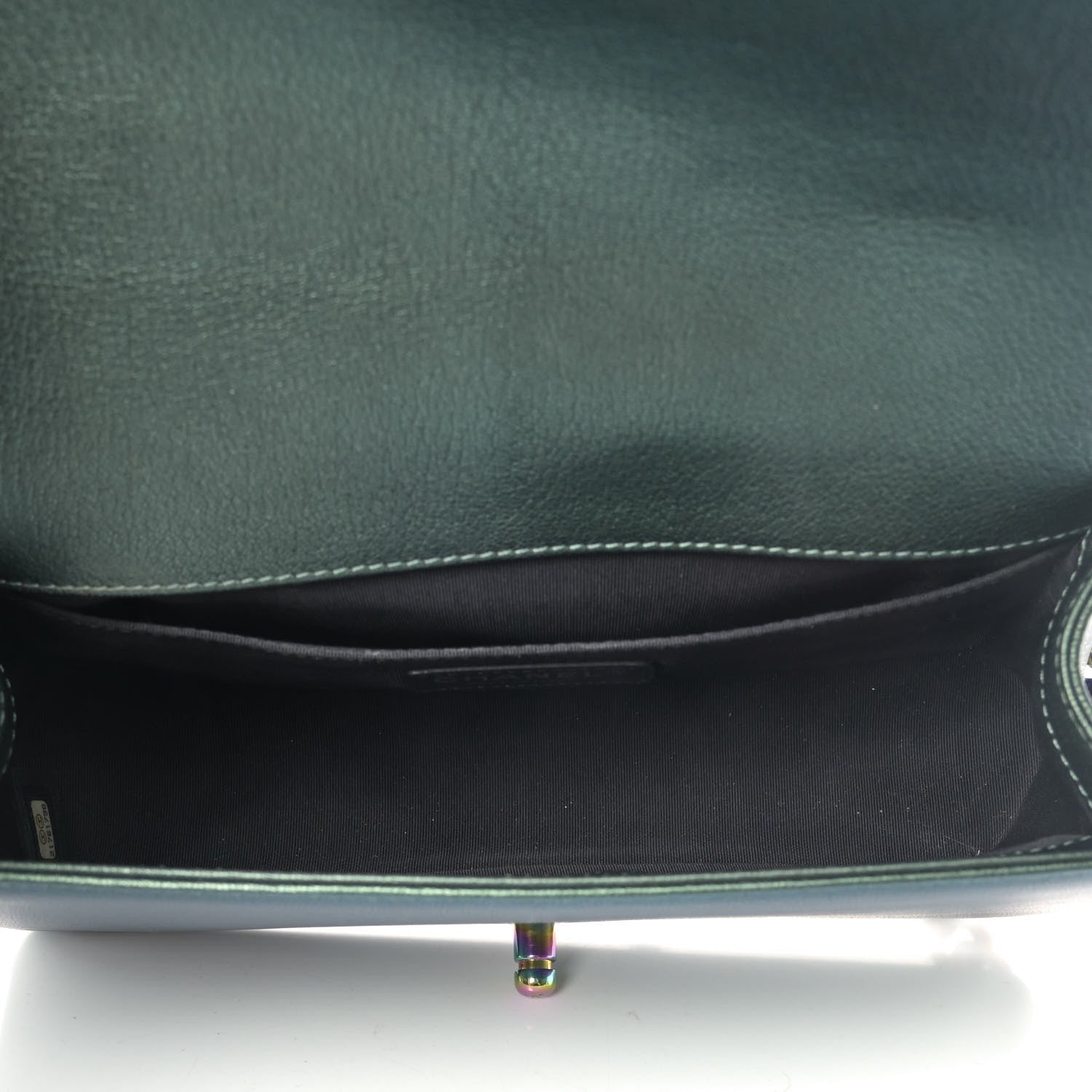 Chanel Iridescent Goatskin Quilted Medium Boy Flap Green 4 of 4