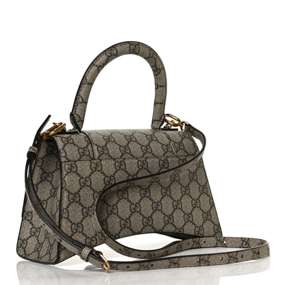 Balenciaga X GUCCI GG Supreme Monogram Small Hourglass Top Handle Bag Beige Ebony 3 of 13