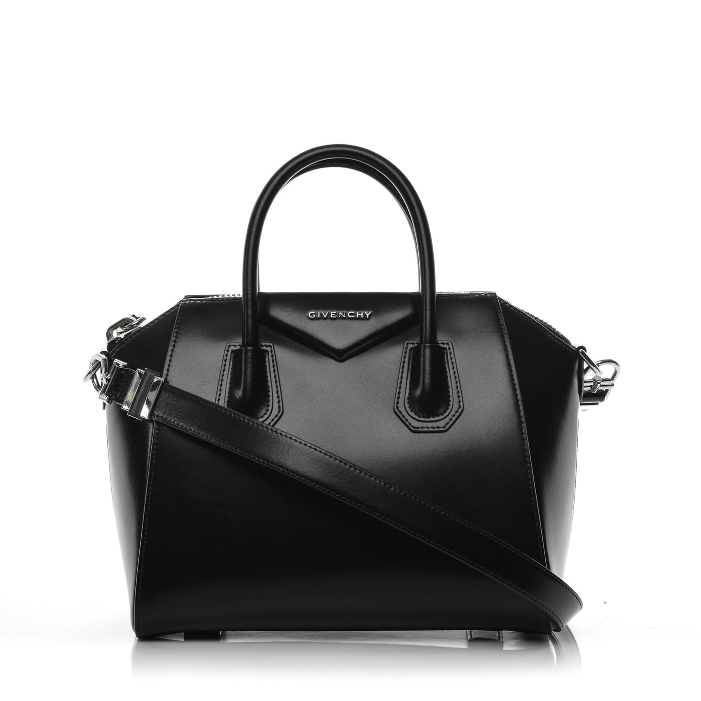 Shiny Lord Calfskin Small Antigona Black