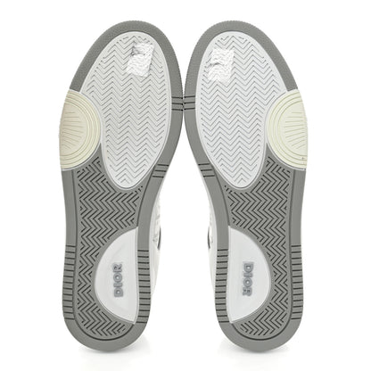 Christian Dior Smooth Calfskin Oblique Galaxy Perforated Mens B27 Low Top Sneakers 44 White Grey 6 of 10