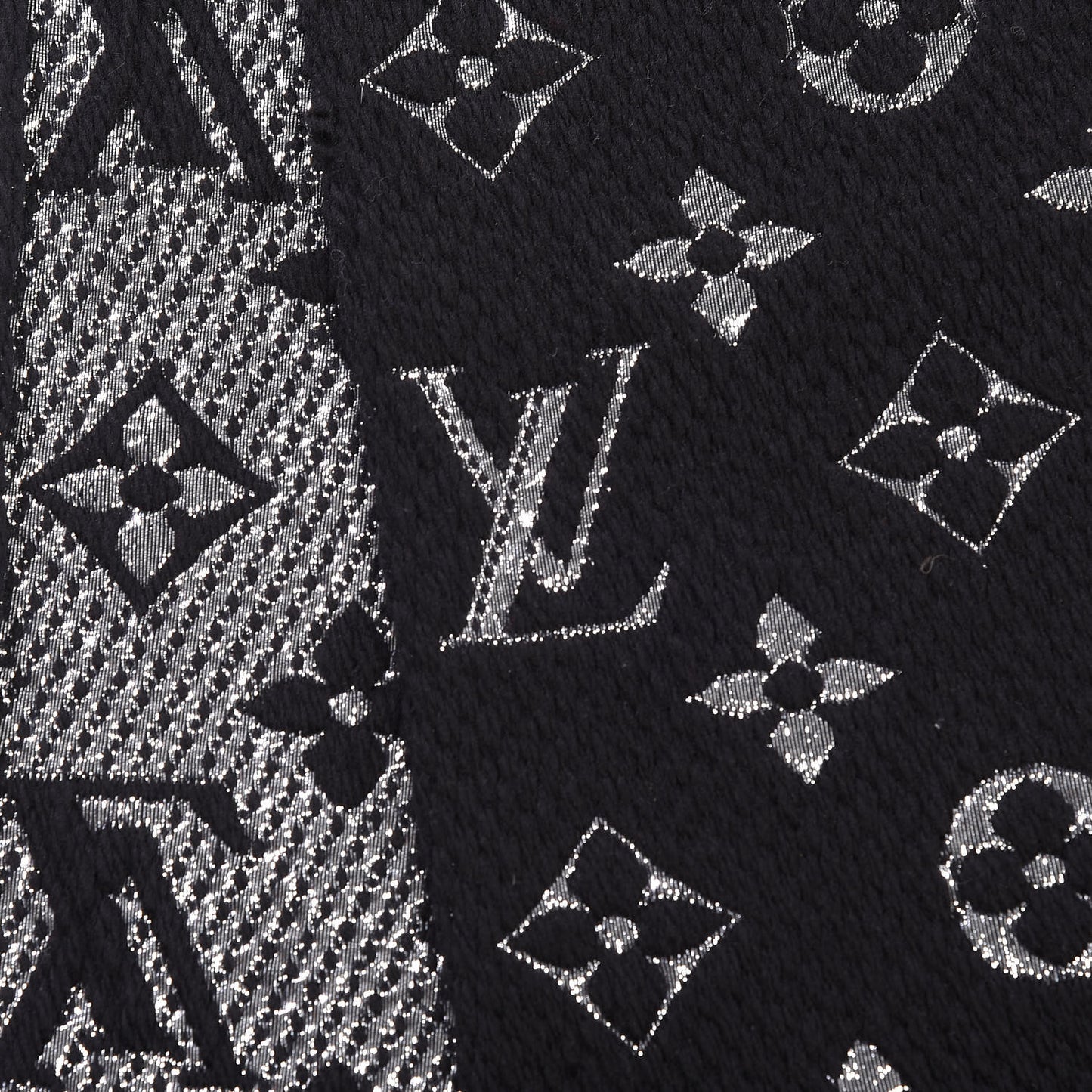 Wool Silk Logomania Shine Scarf Black