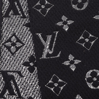 Louis Vuitton Wool Silk Logomania Shine Scarf Black 4 of 6