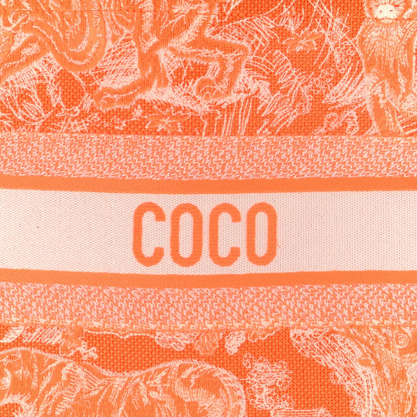 Canvas Embroidered Medium Dioriviera Toile De Jouy Book Tote Orange