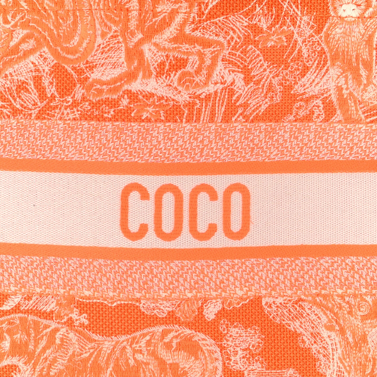 Christian Dior Canvas Embroidered Medium Dioriviera Toile De Jouy Book Tote Orange 10 of 10