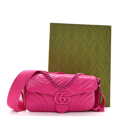 Gucci Calfskin Matelasse Monochrome GG Marmont Crossbody Shoulder Bag Classic Fuxia 12 of 12