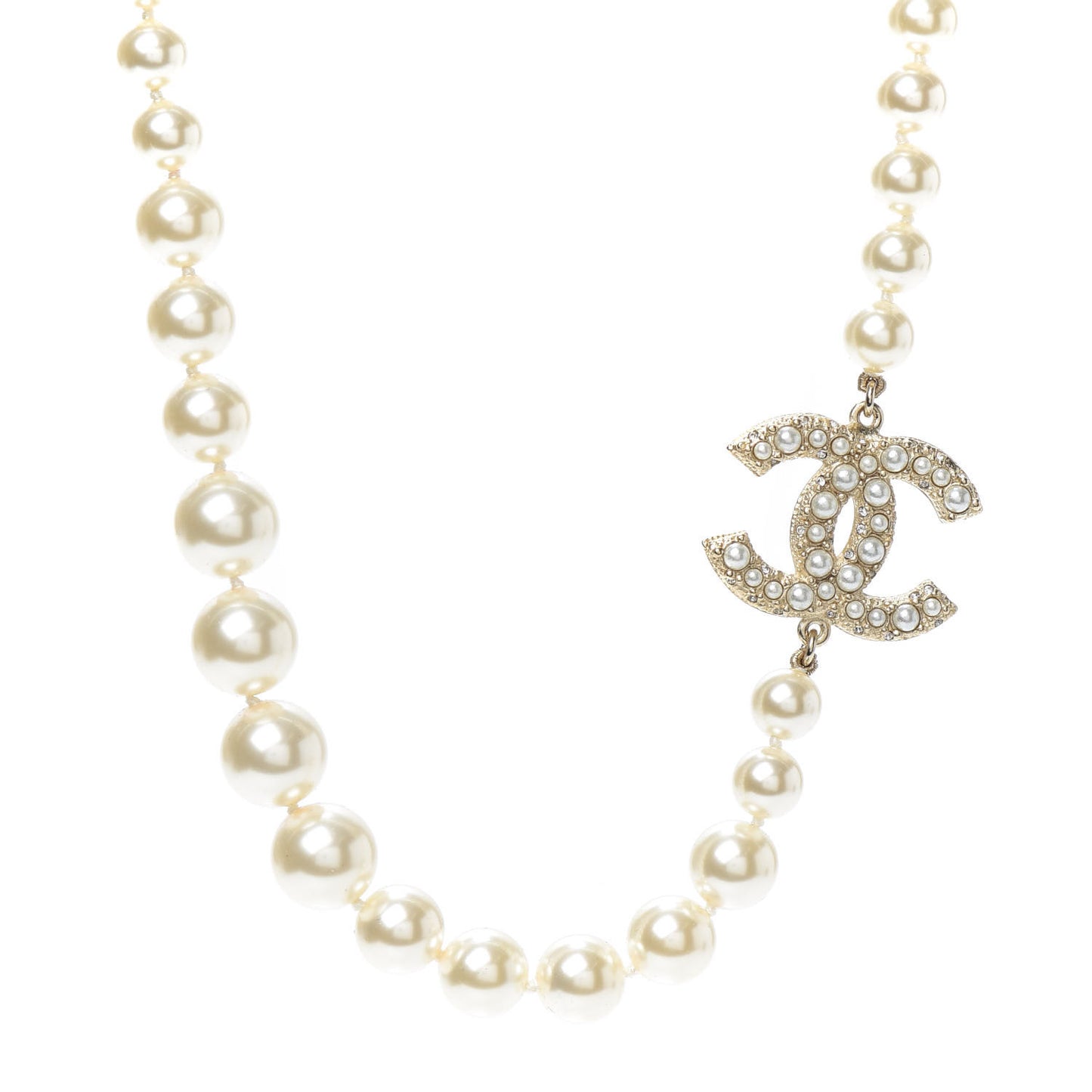 Pearl CC 100th Anniversary Necklace Light Gold