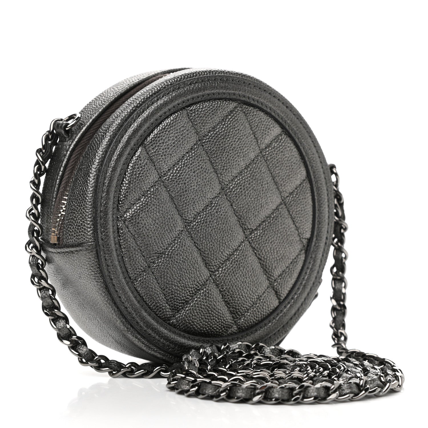 Chanel Metallic Caviar Quilted Round Filigree Crossbody Ruthenium 3 of 10
