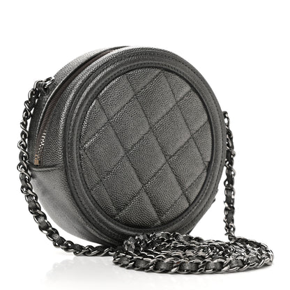 Chanel Metallic Caviar Quilted Round Filigree Crossbody Ruthenium 3 of 10