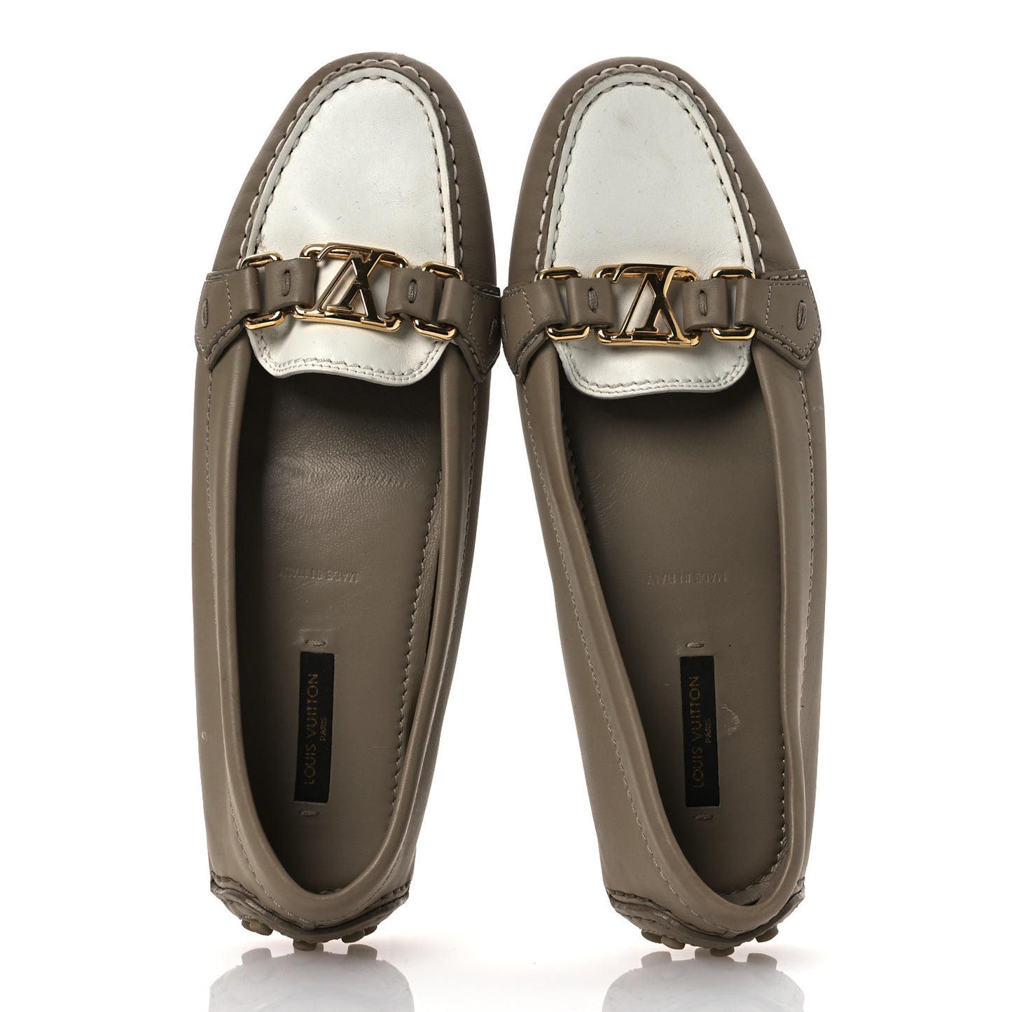 Calfskin Oxford Loafers 37.5 Beige White
