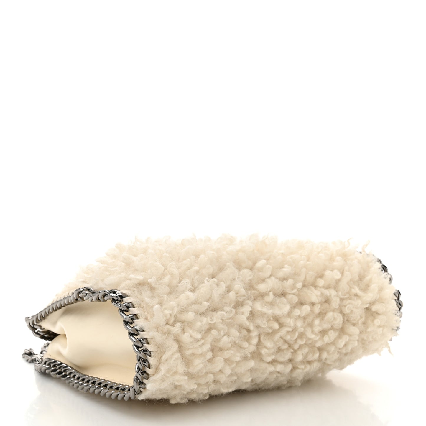 Wool Fur Mini Falabella Tote White
