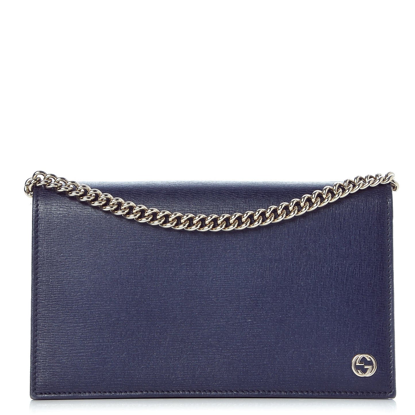 Textured Calfskin Medium Betty Chain Wallet Blue