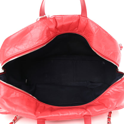 Chanel Aged Calfskin Quilted Large Express Bowling Bag Red 5 of 14