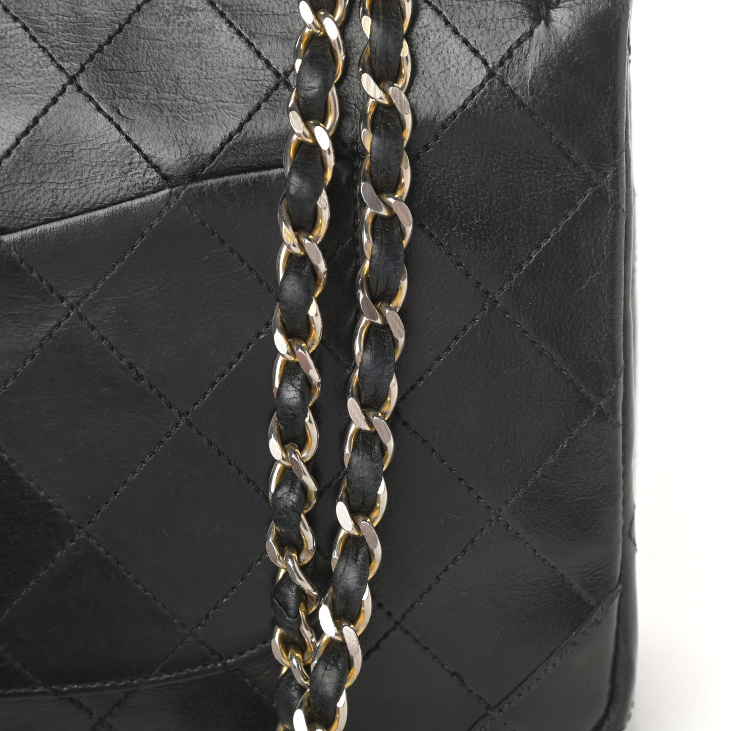 Lambskin Quilted Medium Double Flap Black