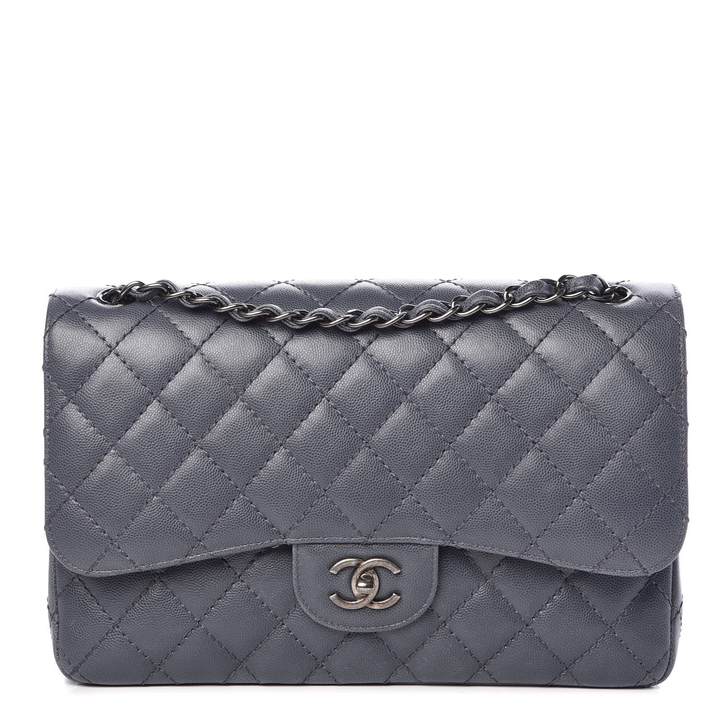 Chanel Caviar Quilted Jumbo Double Flap Blue 1 of 11