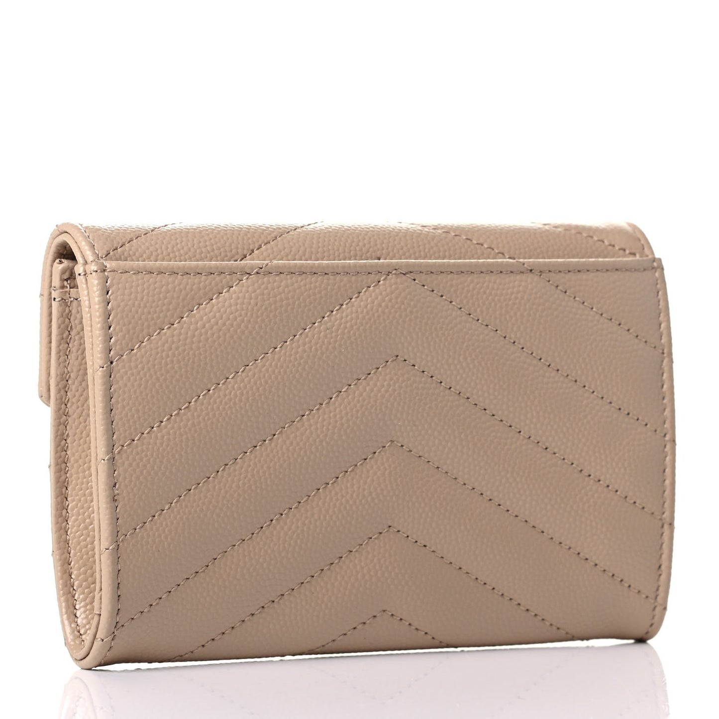 Grain De Poudre Matelasse Chevron Small Monogram Envelope Wallet Dark Beige