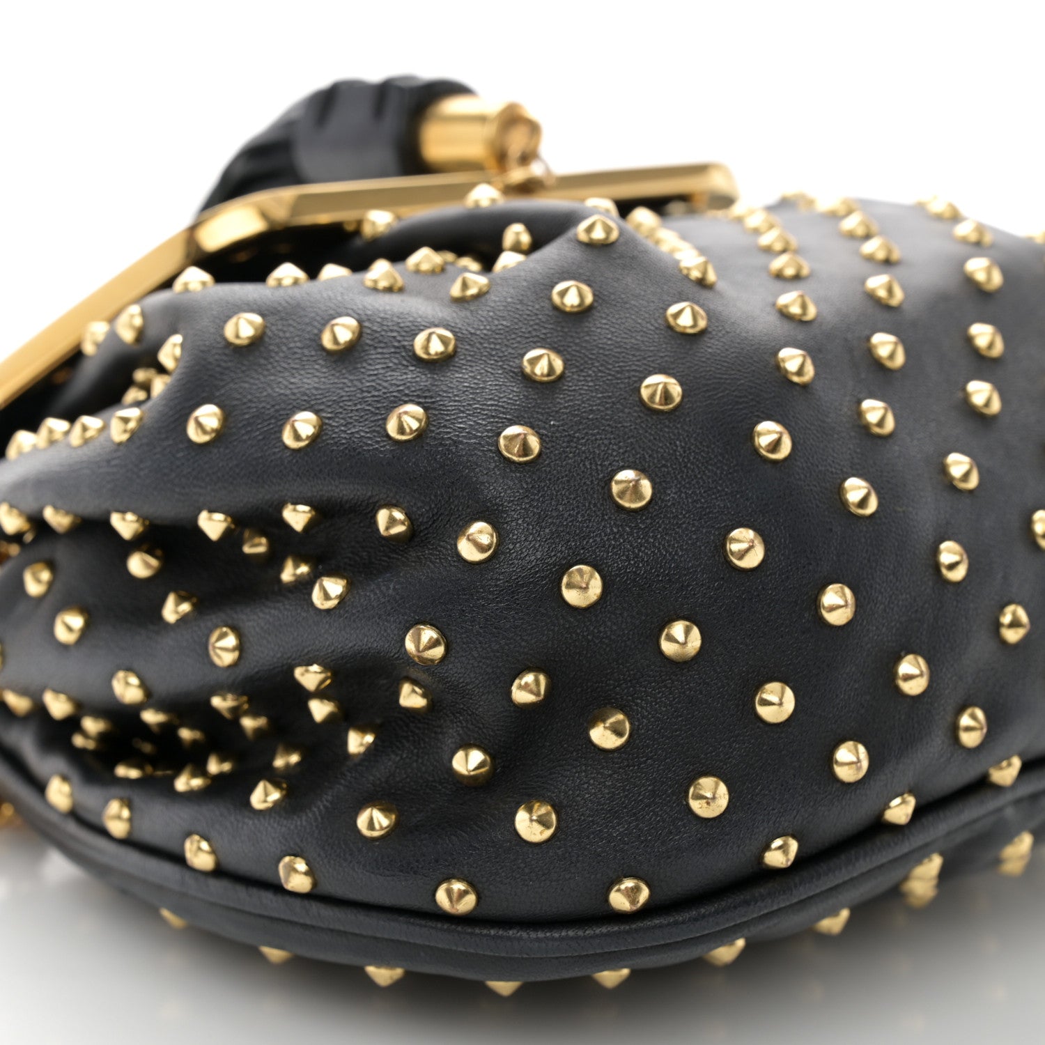 Alexander McQueen Nappa Studded Skull Box Chain Clutch Black Gold 6 of 13