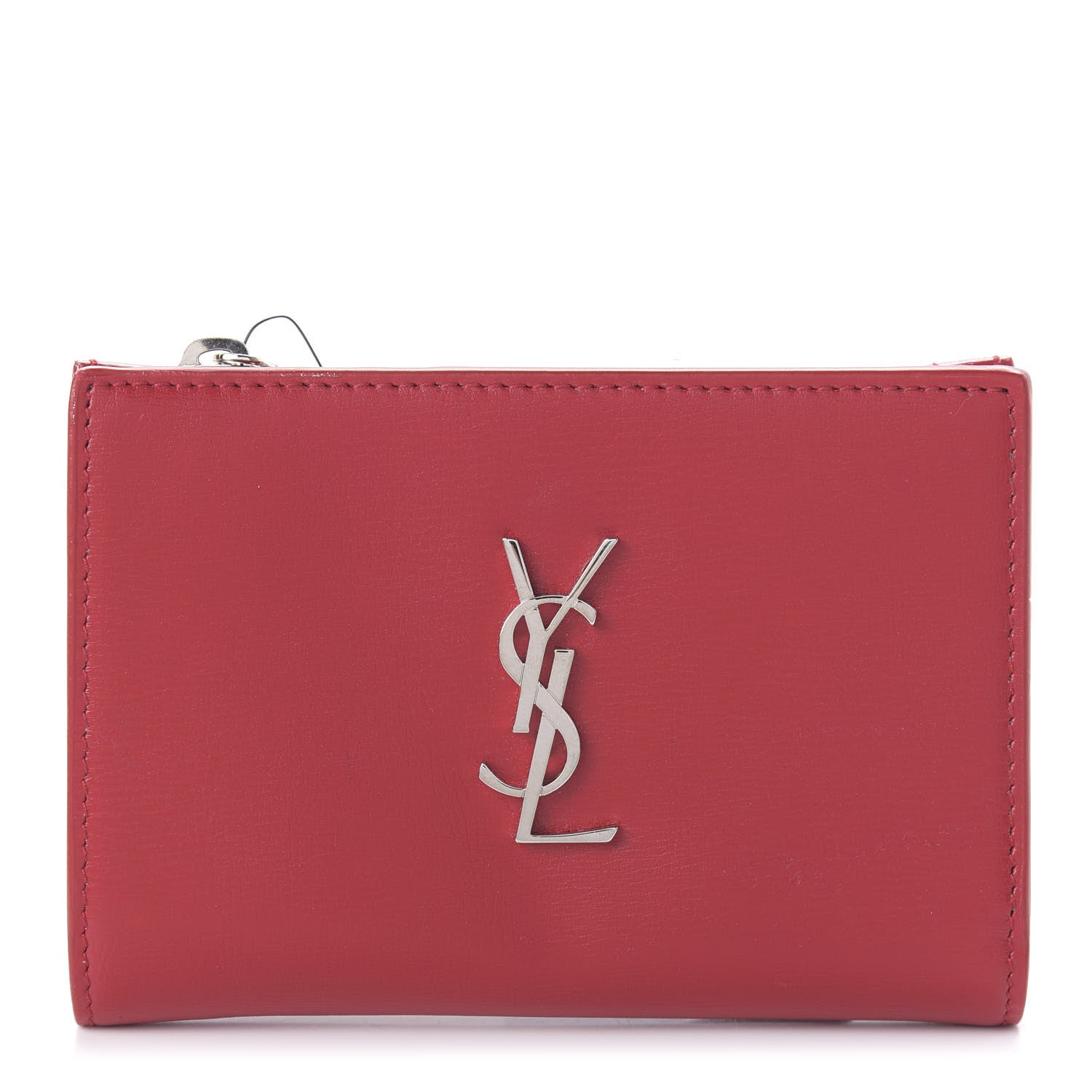 Saint Laurent Smooth Calfskin Monogram Zipped Two-Part Wallet Red 1 of 10