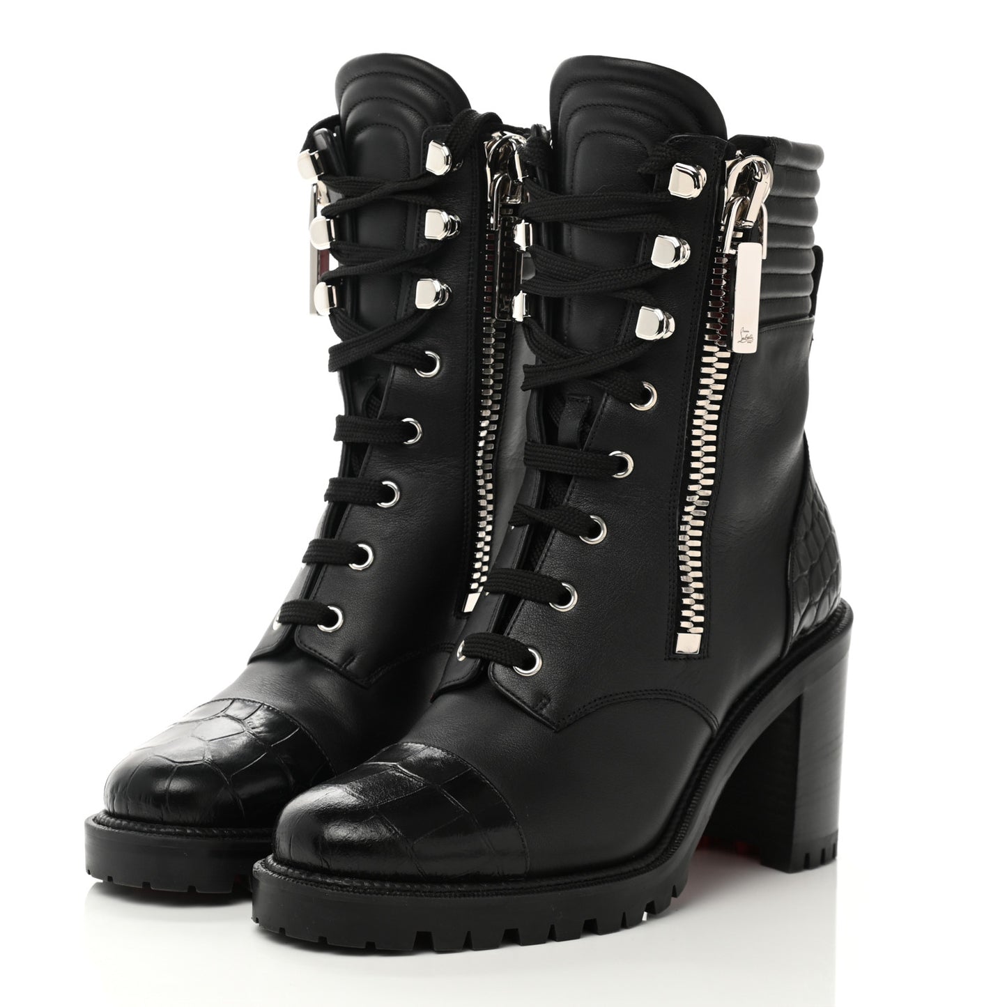 En Hiver Mixed Dual-Zip Booties 37.5 Black