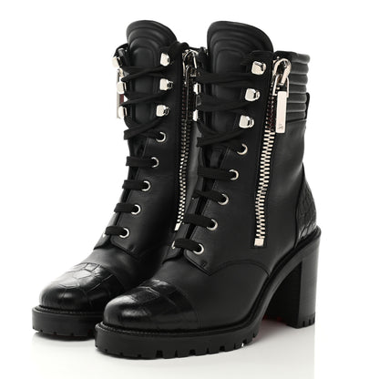 Christian Louboutin En Hiver Mixed Dual-Zip Booties 37.5 Black 3 of 7