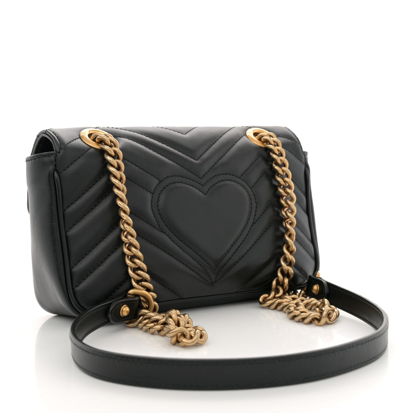 Calfskin Matelasse Mini GG Marmont Shoulder Bag Black