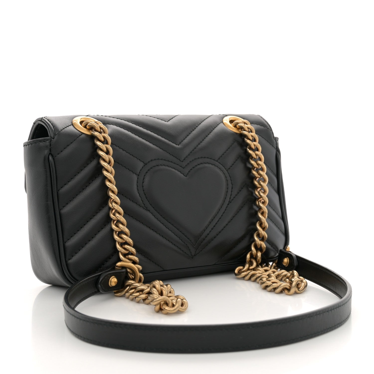 Gucci Calfskin Matelasse Mini GG Marmont Shoulder Bag Black 3 of 11