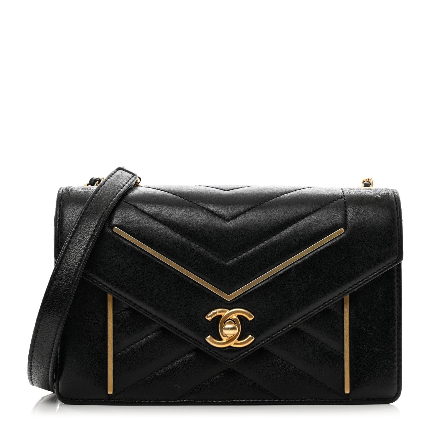 Chanel Lambskin Reversed Chevron Quilted Flap Black 1 of 11