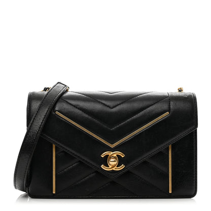 Chanel Lambskin Reversed Chevron Quilted Flap Black 1 of 11
