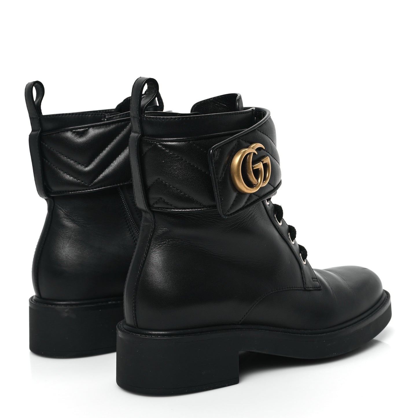 Flores Calfskin Nappa Matelasse GG 40mm Ankle Boots 36.5 Black
