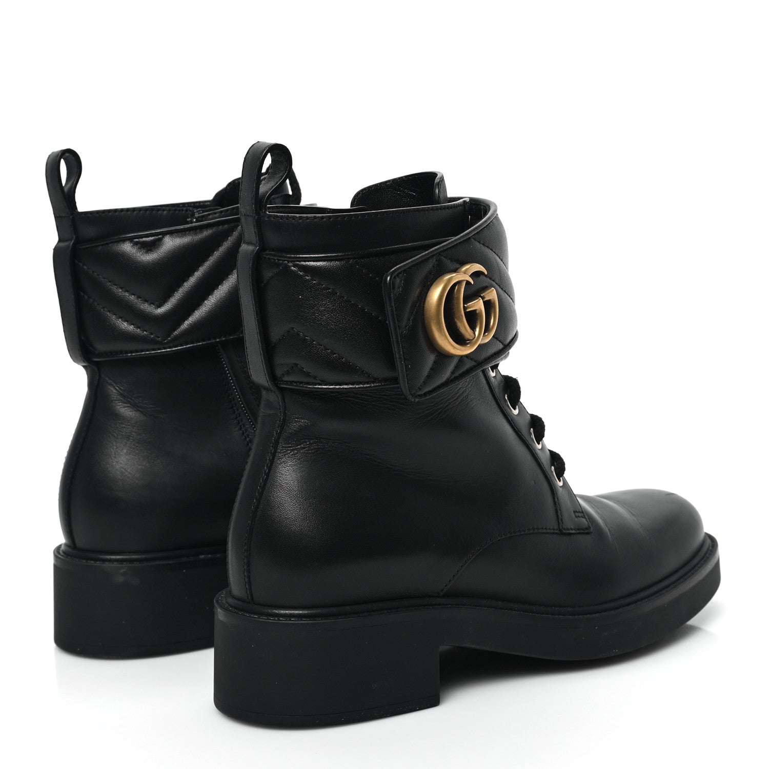Gucci Flores Calfskin Nappa Matelasse GG 40mm Ankle Boots 36.5 Black 4 of 9