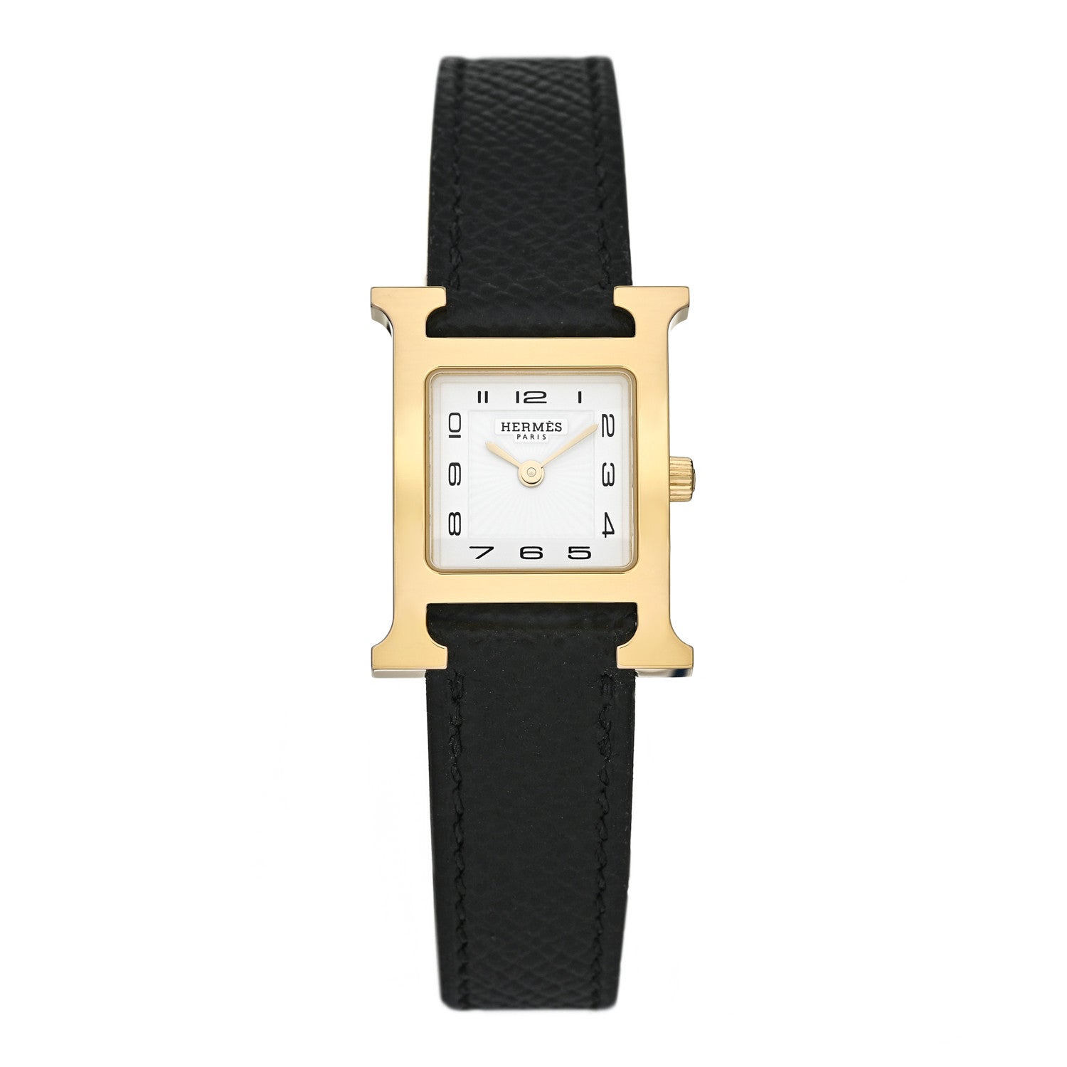 Hermes Stainless Steel Epsom 21mm Heure H Hour Quartz Watch Noir 1 of 5