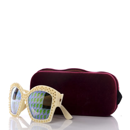 Gucci Square Frame Star Sunglasses GG 3870/S Ivory Gold 9 of 10