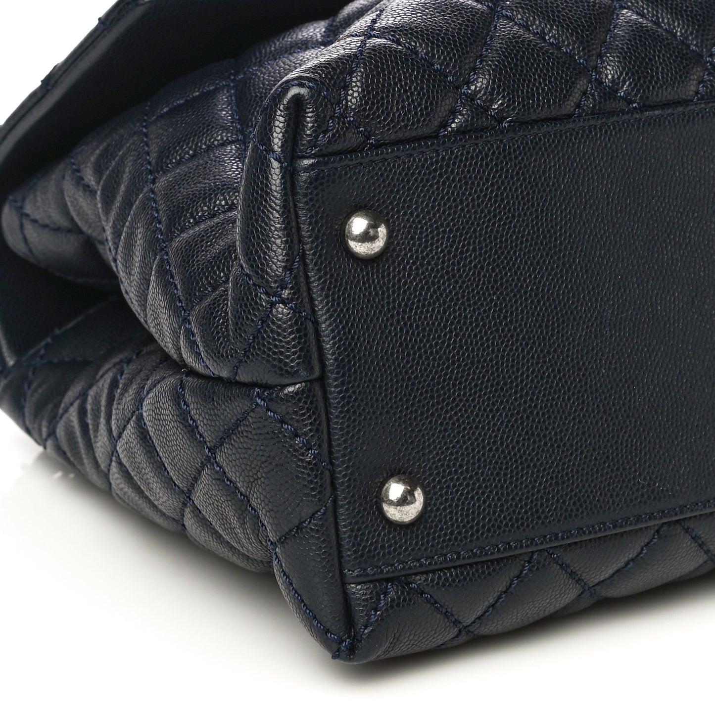 Caviar Quilted Medium Coco Handle Flap Navy Blue