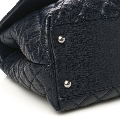 Chanel Caviar Quilted Medium Coco Handle Flap Navy Blue 9 of 14