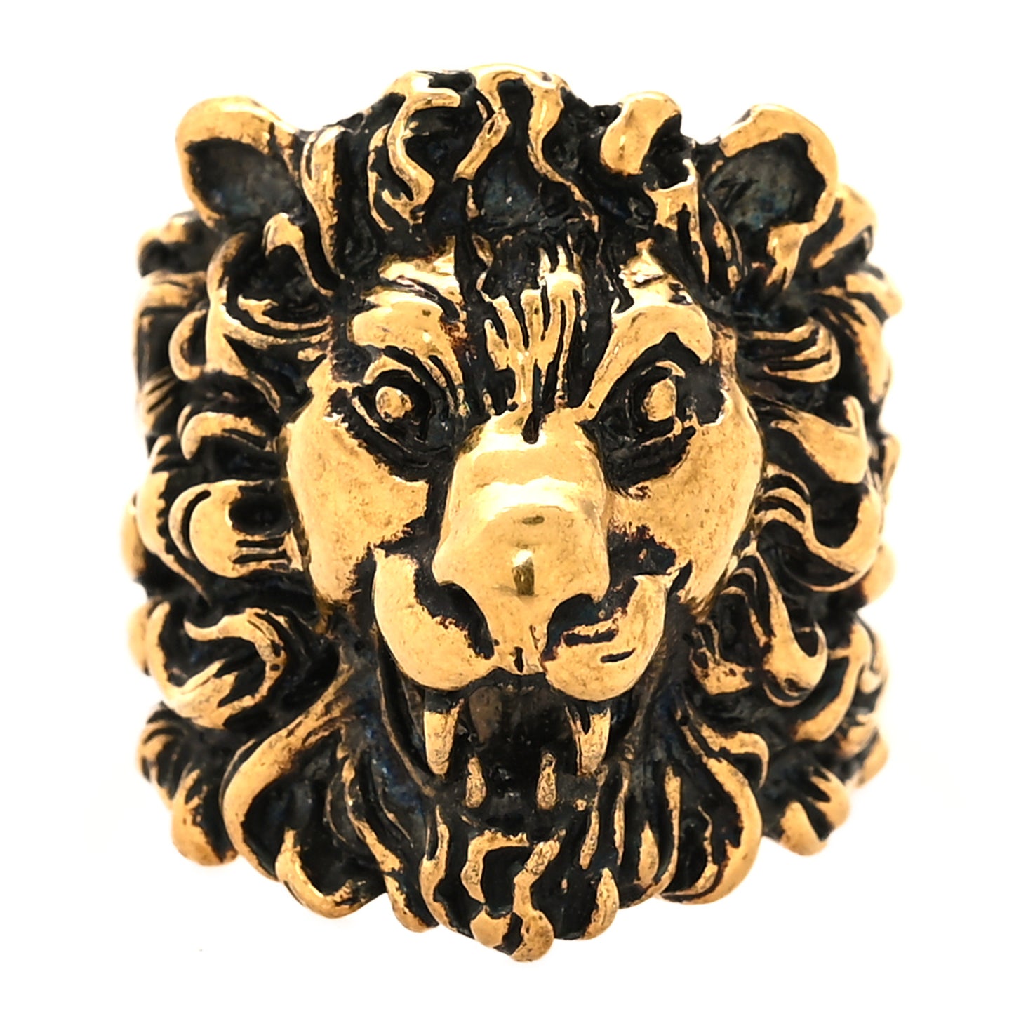 Metal Lion Head Ring 63 10.25 Aged Gold